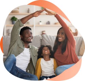 family care black mom dad making roof hands daughter