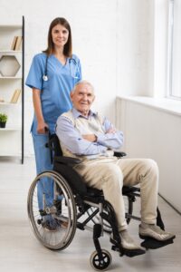 nurse old man posing while looking camera
